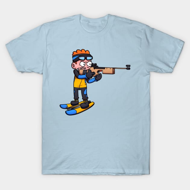 Boy Participating In A biathlon T-Shirt by TheMaskedTooner